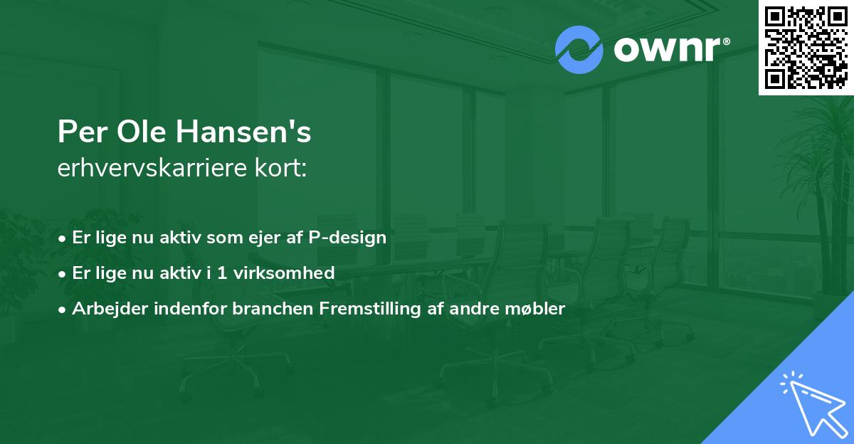 Per Ole Hansen's erhvervskarriere kort