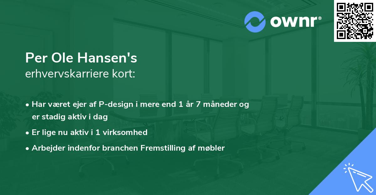 Per Ole Hansen's erhvervskarriere kort