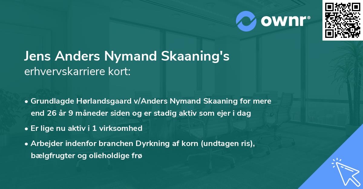 Jens Anders Nymand Skaaning's erhvervskarriere kort