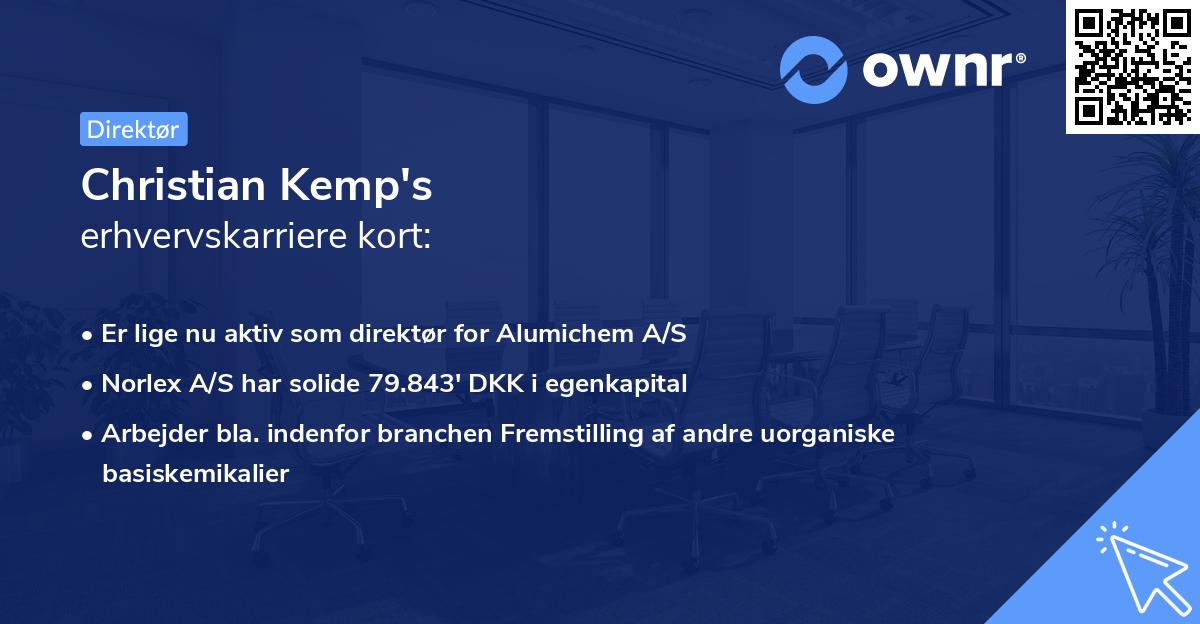 Christian Kemp's erhvervskarriere kort