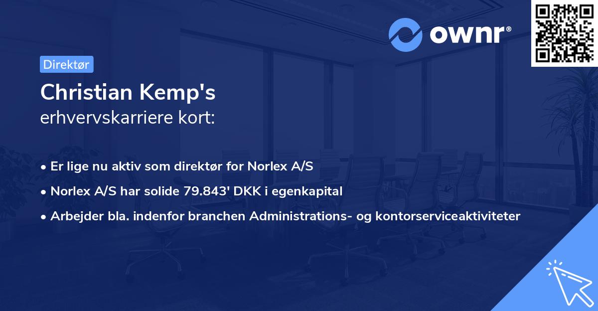 Christian Kemp's erhvervskarriere kort