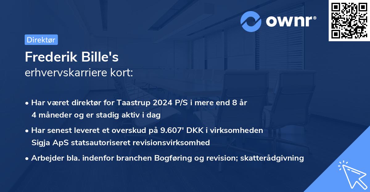 Frederik Bille's erhvervskarriere kort