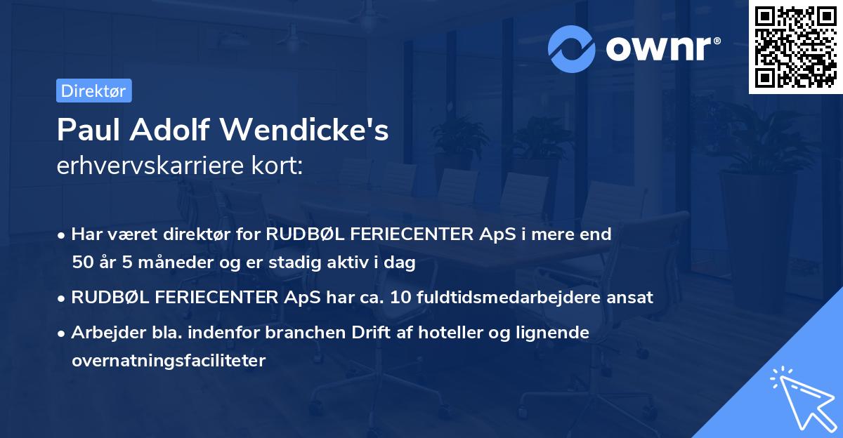 Paul Adolf Wendicke's erhvervskarriere kort