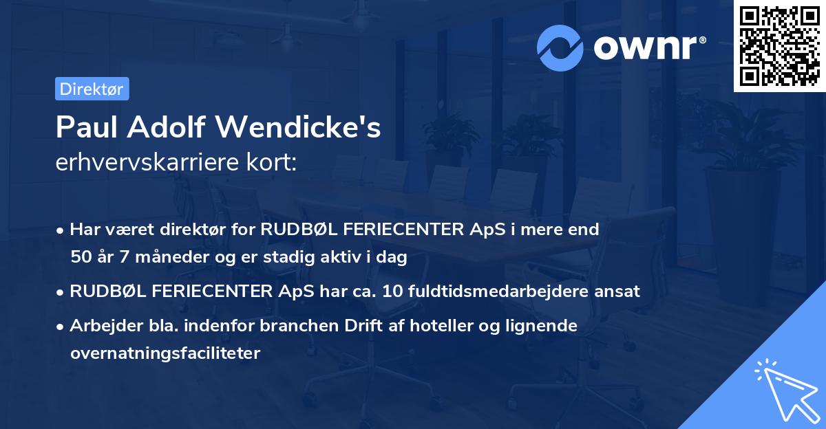 Paul Adolf Wendicke's erhvervskarriere kort