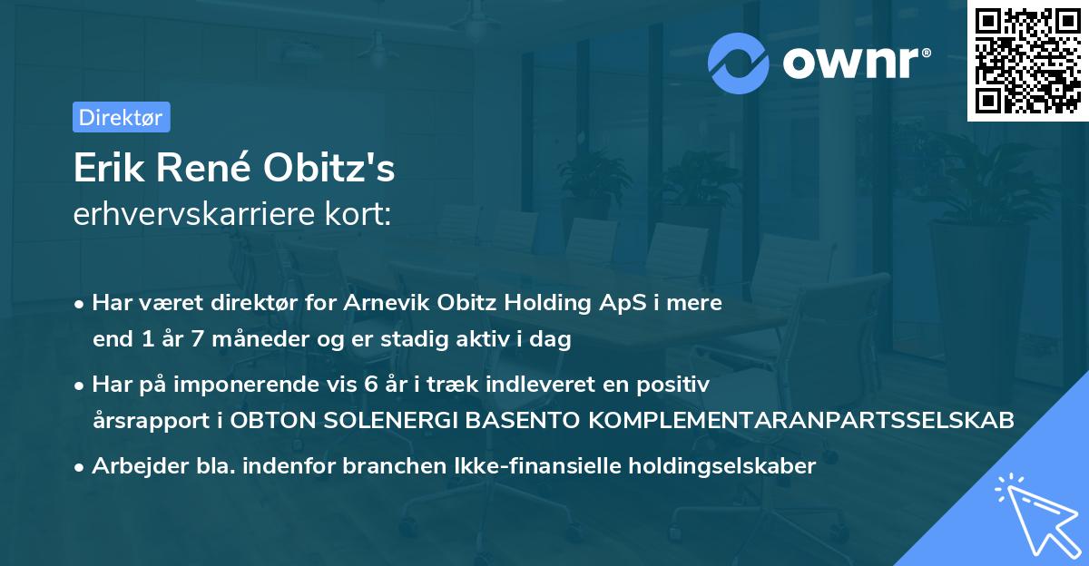 Erik René Obitz's erhvervskarriere kort
