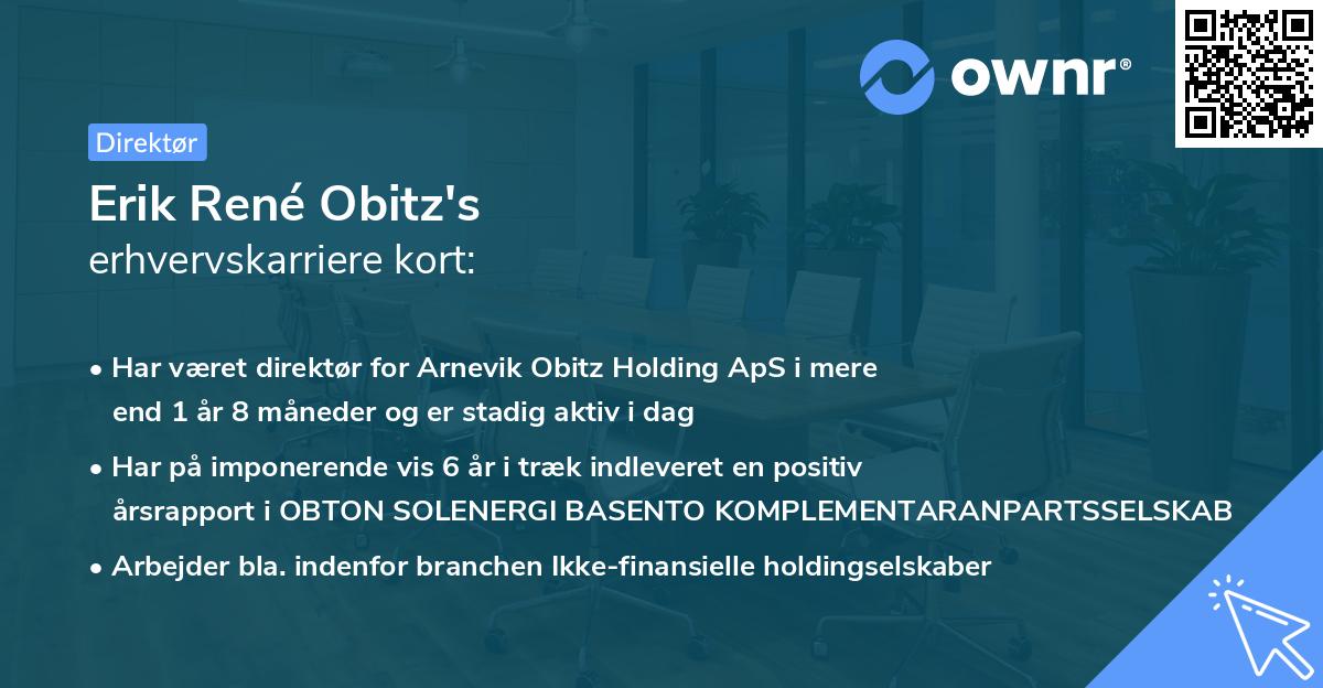 Erik René Obitz's erhvervskarriere kort