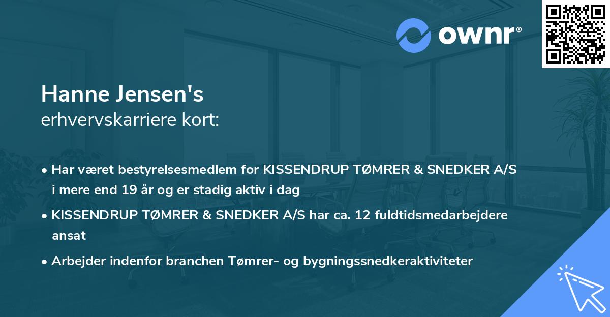 Hanne Jensen's erhvervskarriere kort