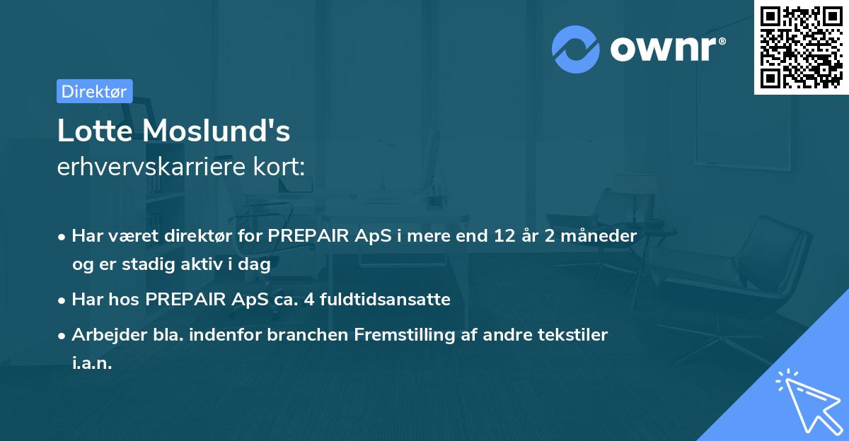 Lotte Moslund's erhvervskarriere kort