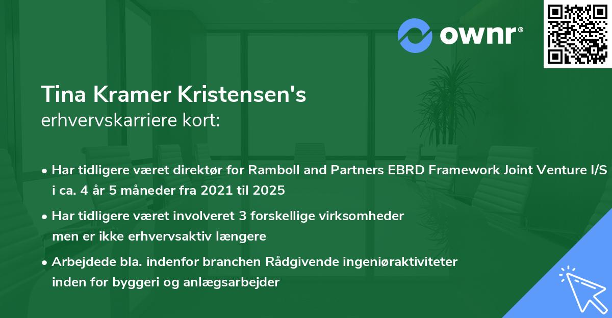 Tina Kramer Kristensen's erhvervskarriere kort