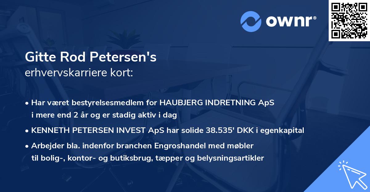 Gitte Rod Petersen's erhvervskarriere kort