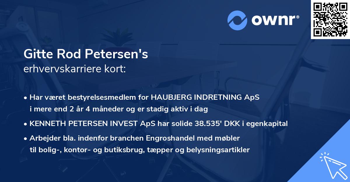 Gitte Rod Petersen's erhvervskarriere kort