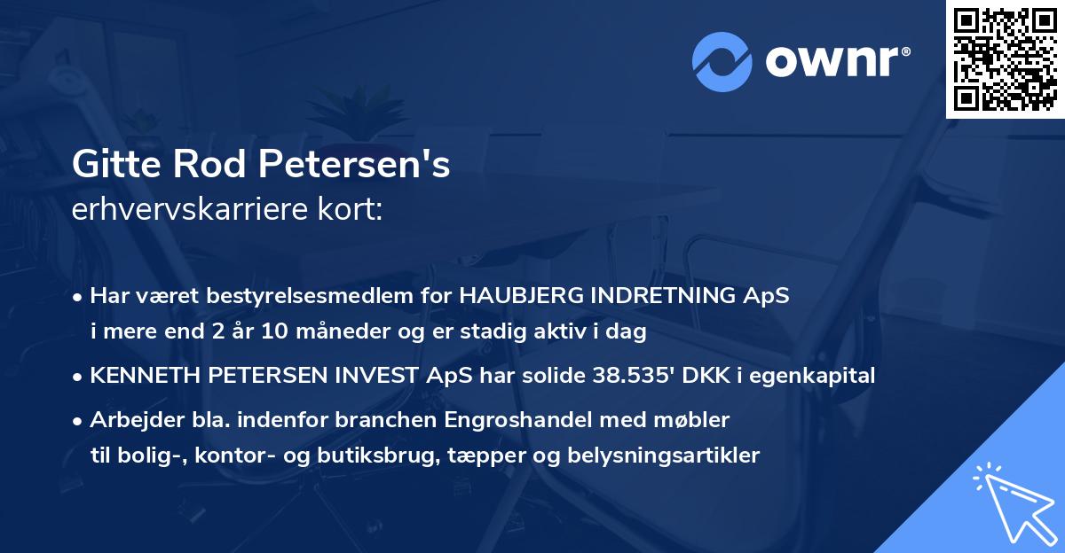 Gitte Rod Petersen's erhvervskarriere kort