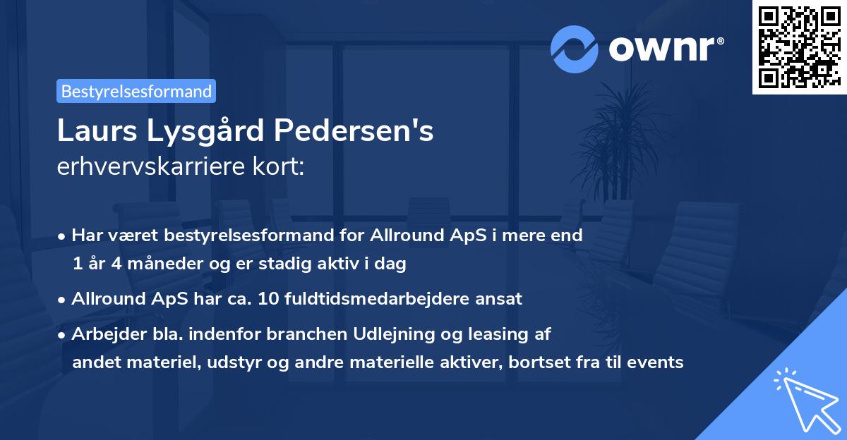Laurs Lysgård Pedersen's erhvervskarriere kort