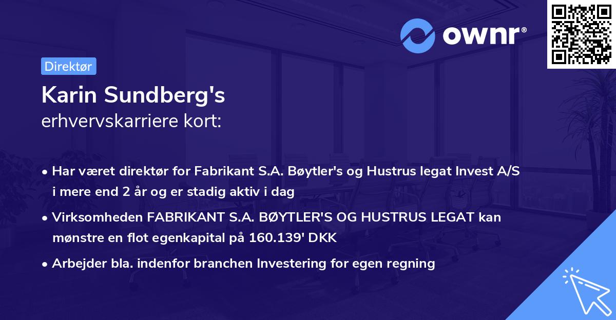 Karin Sundberg's erhvervskarriere kort