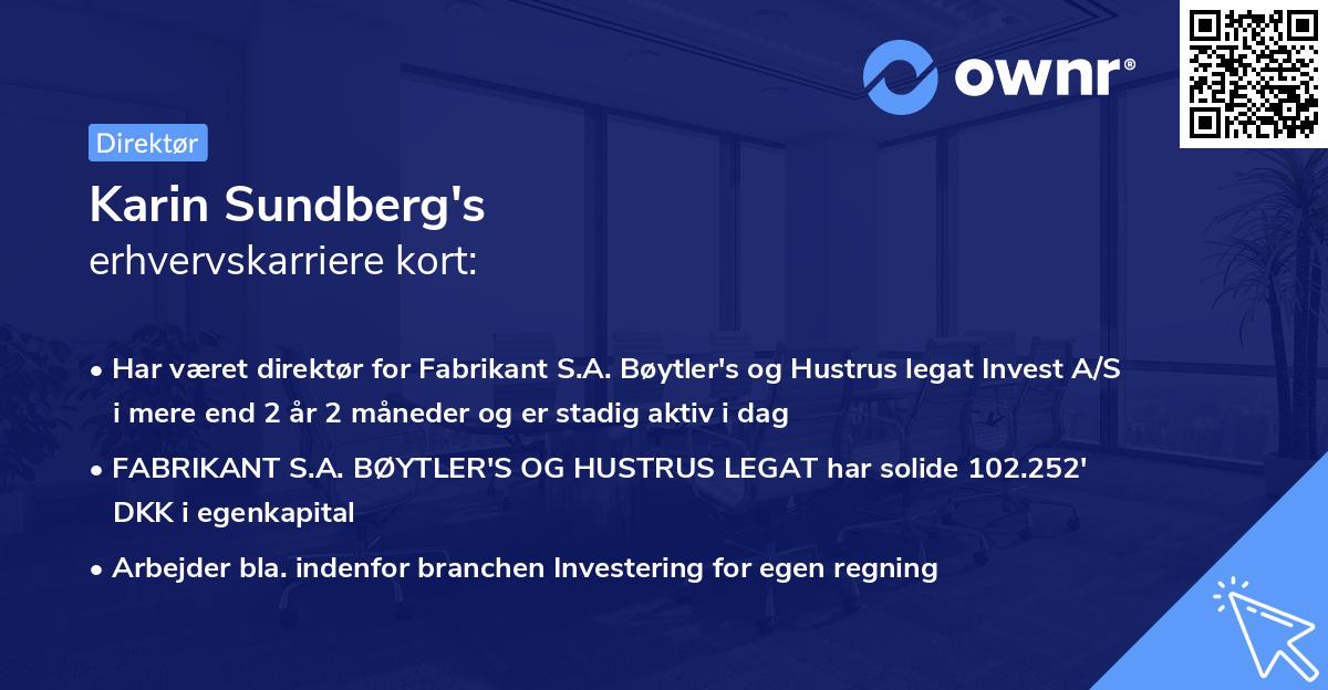 Karin Sundberg's erhvervskarriere kort