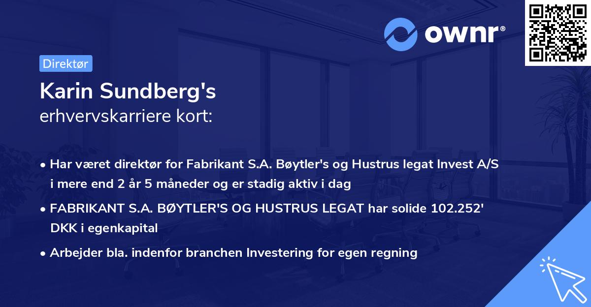 Karin Sundberg's erhvervskarriere kort