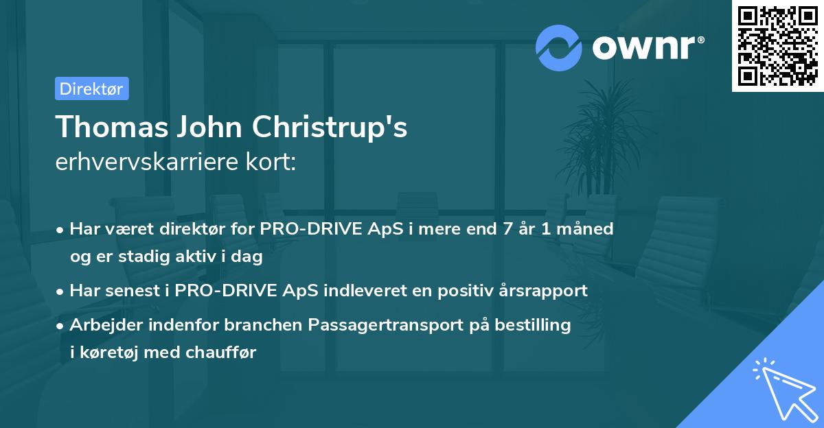 Thomas John Christrup's erhvervskarriere kort