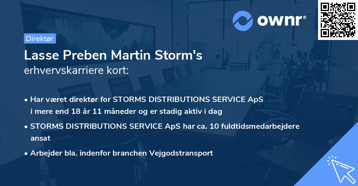 Lasse Preben Martin Storm's erhvervskarriere kort