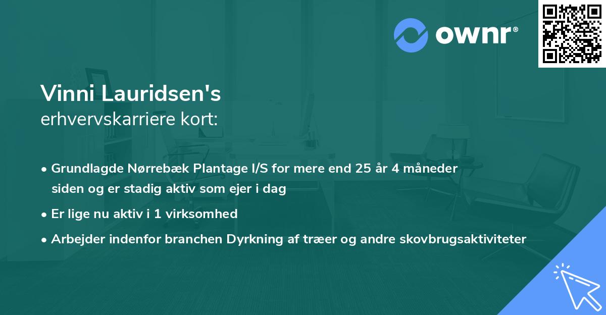 Vinni Lauridsen's erhvervskarriere kort