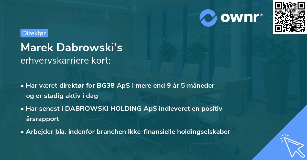Marek Dabrowski's erhvervskarriere kort