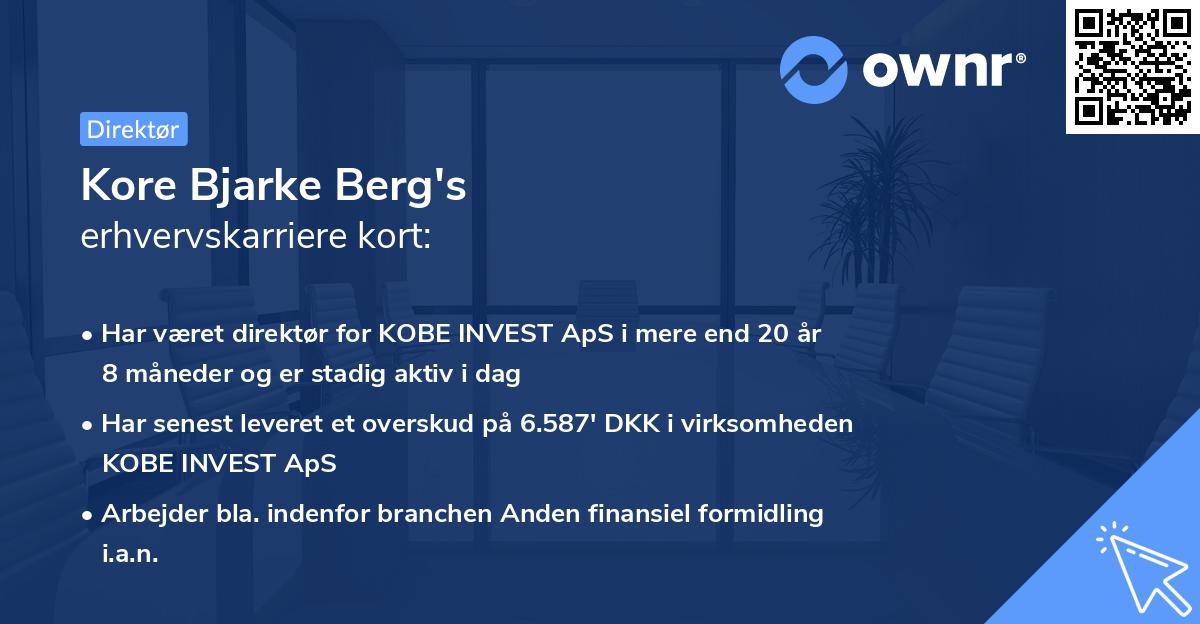 Kore Bjarke Berg's erhvervskarriere kort