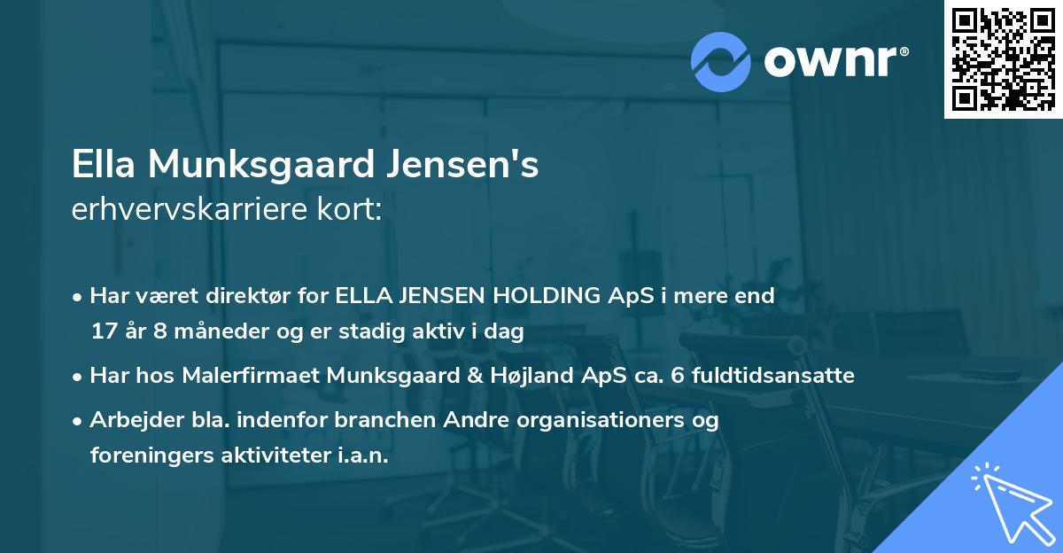 Ella Munksgaard Jensen's erhvervskarriere kort