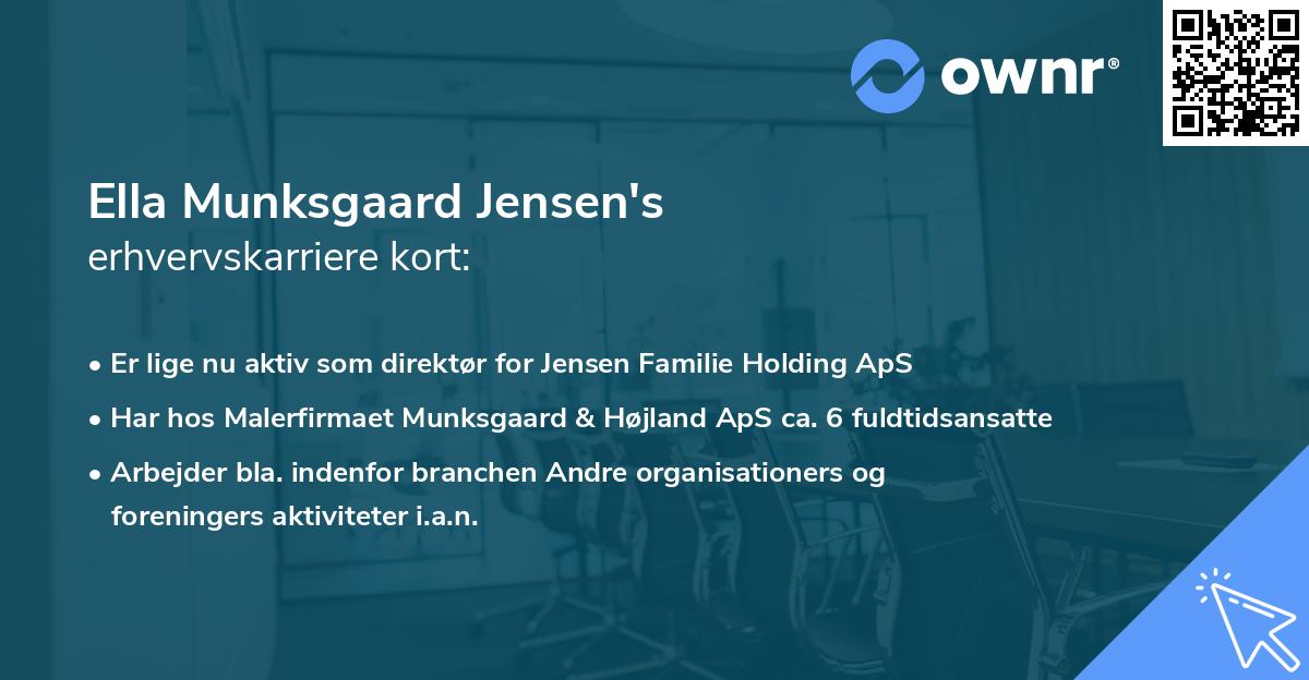 Ella Munksgaard Jensen's erhvervskarriere kort