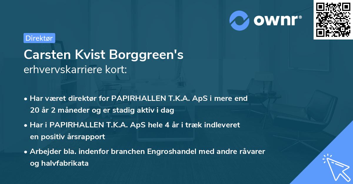 Carsten Kvist Borggreen's erhvervskarriere kort