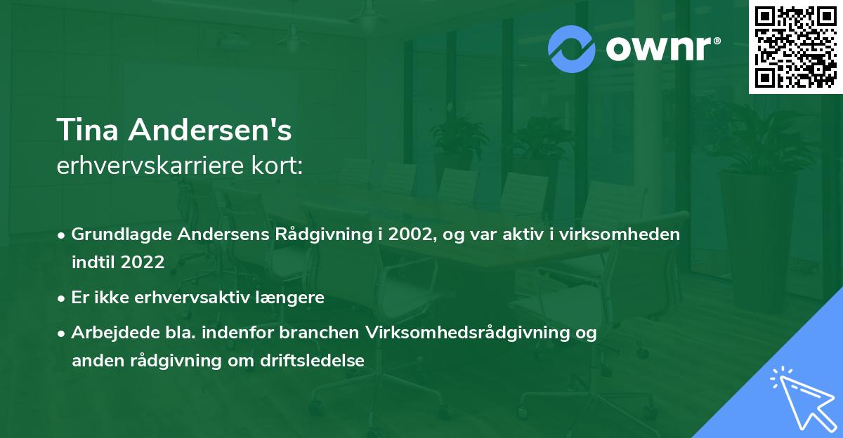 Tina Andersen's erhvervskarriere kort
