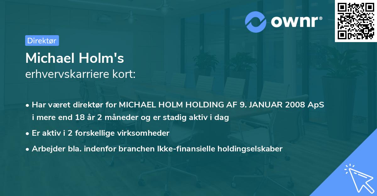 Michael Holm's erhvervskarriere kort