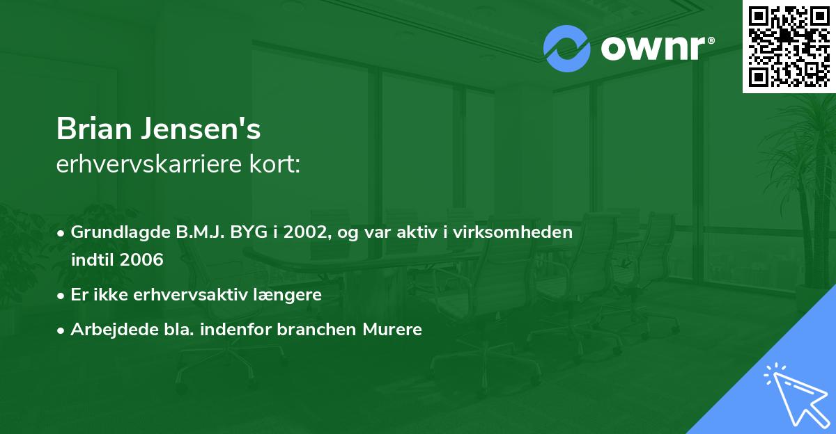 Brian Jensen's erhvervskarriere kort