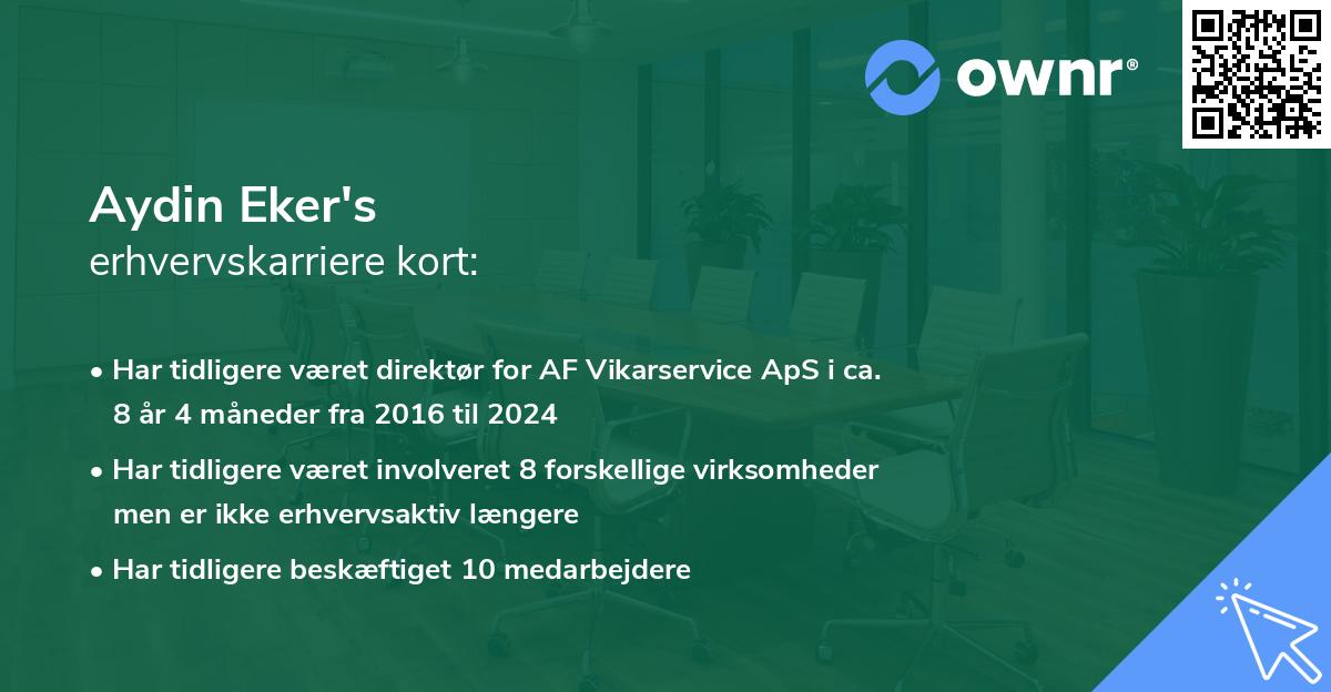 Aydin Eker's erhvervskarriere kort