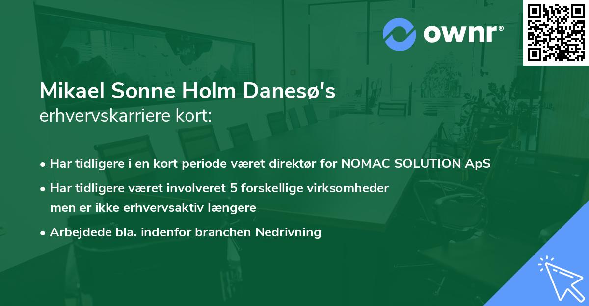 Mikael Sonne Holm Danesø's erhvervskarriere kort