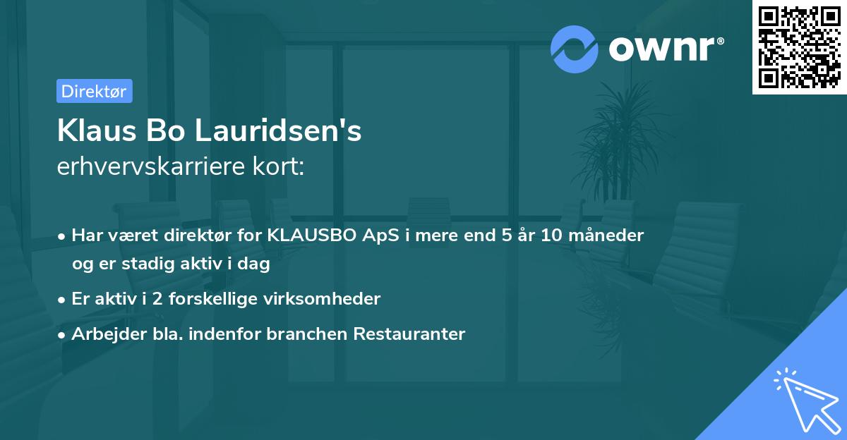 Klaus Bo Lauridsen's erhvervskarriere kort