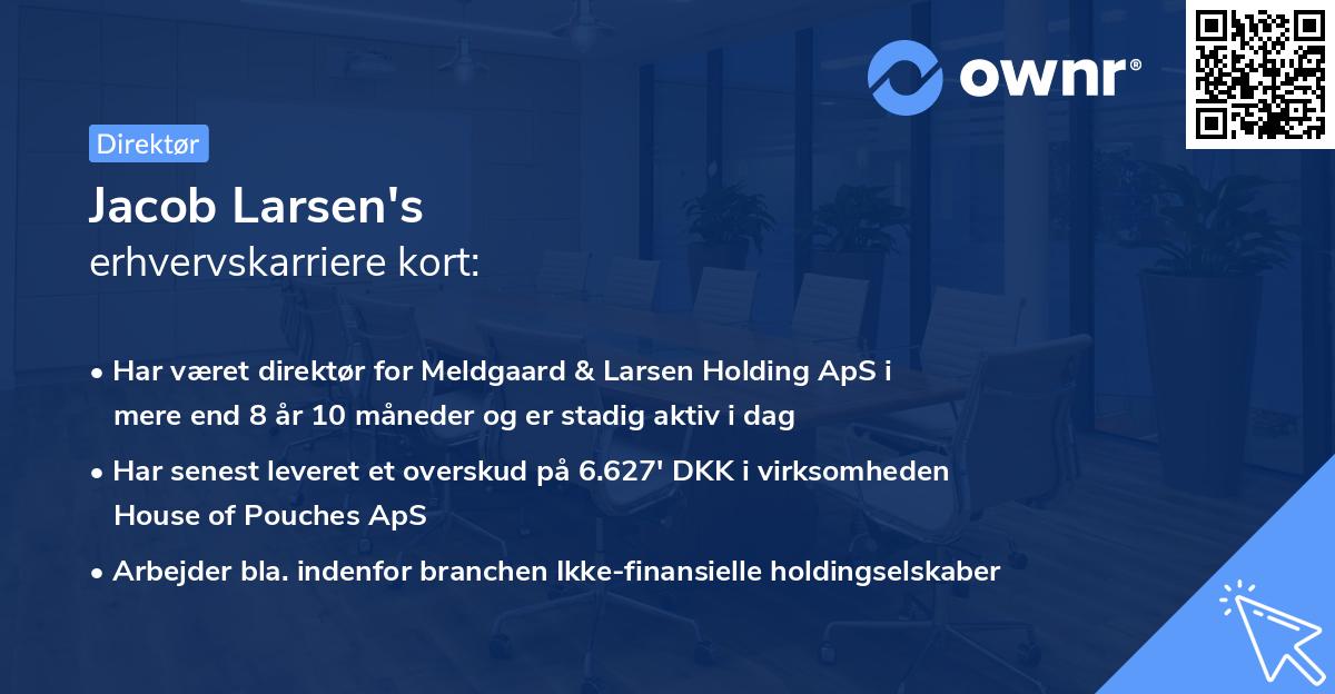 Jacob Larsen's erhvervskarriere kort