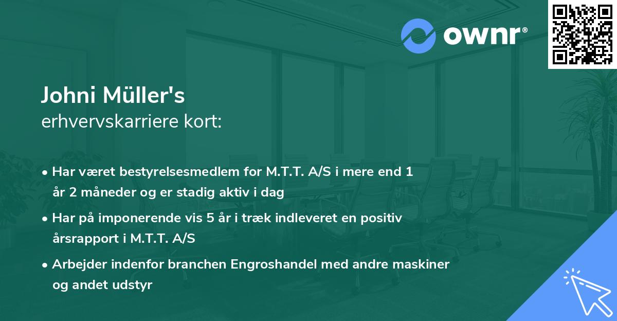 Johni Müller's erhvervskarriere kort