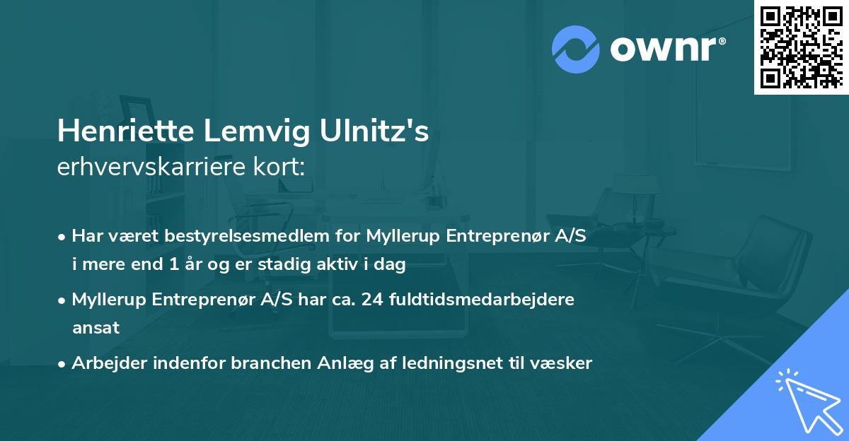 Henriette Lemvig Ulnitz's erhvervskarriere kort