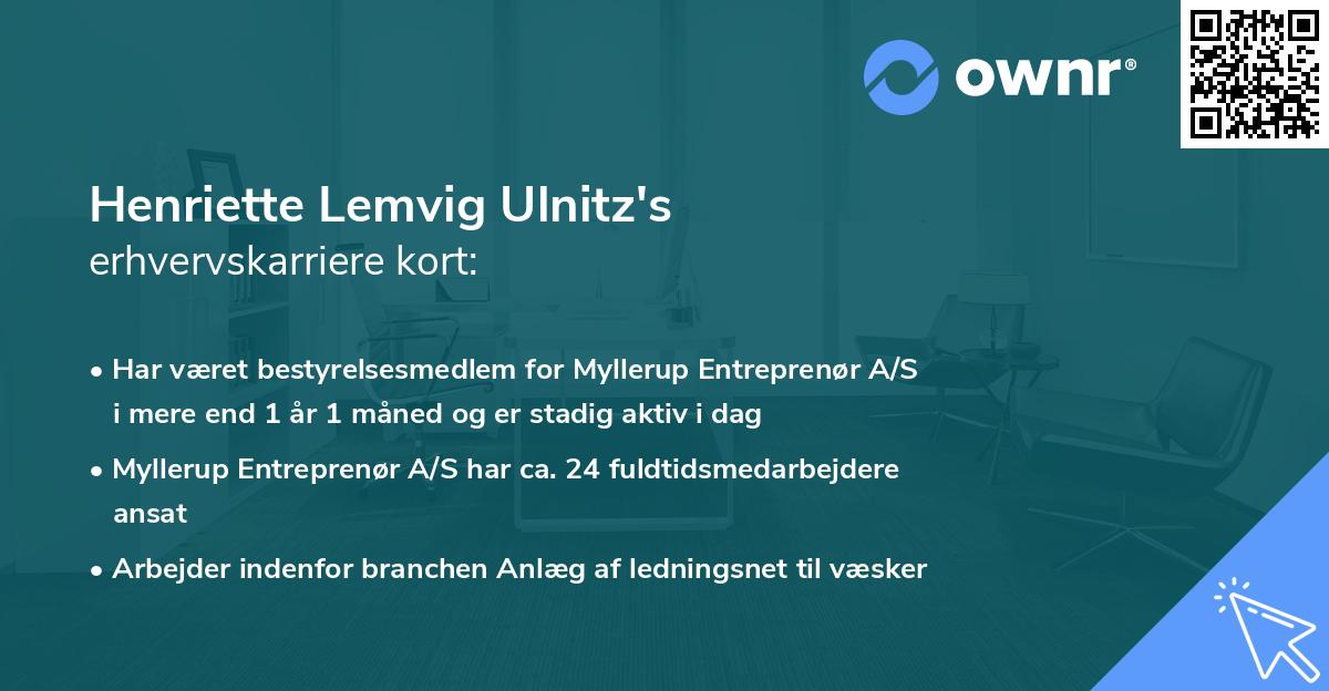Henriette Lemvig Ulnitz's erhvervskarriere kort