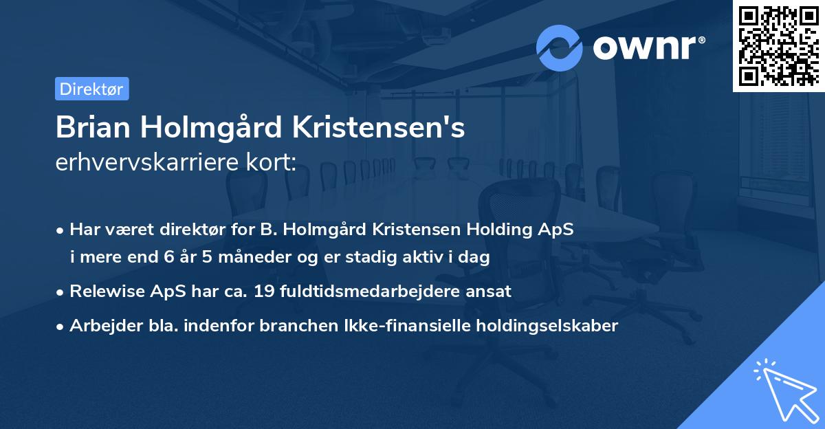 Brian Holmgård Kristensen's erhvervskarriere kort