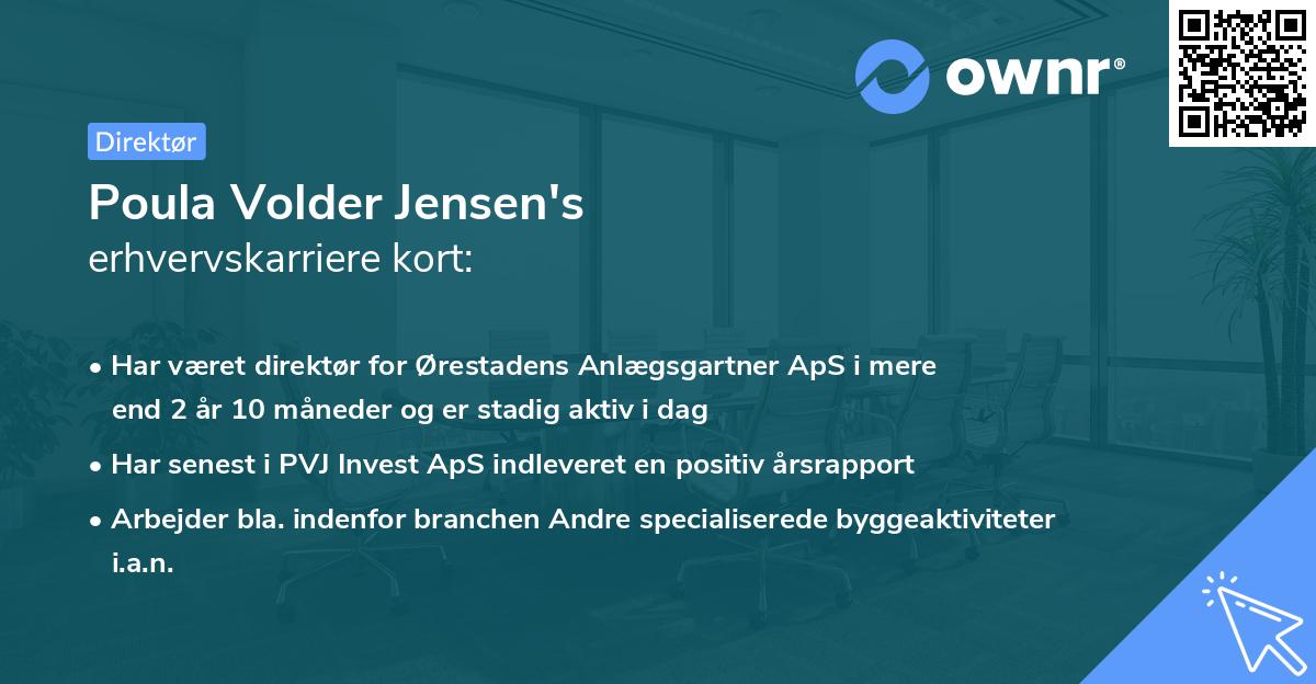 Poula Volder Jensen's erhvervskarriere kort
