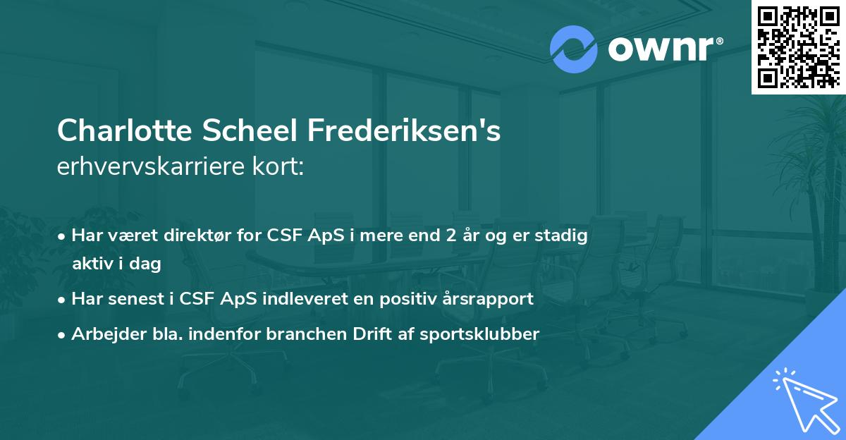 Charlotte Scheel Frederiksen's erhvervskarriere kort