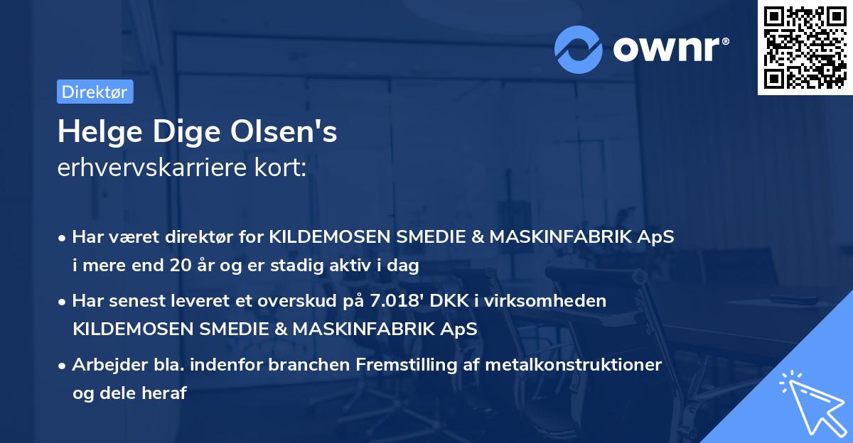 Helge Dige Olsen's erhvervskarriere kort