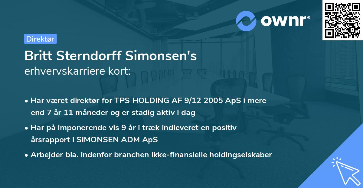 Britt Sterndorff Simonsen's erhvervskarriere kort