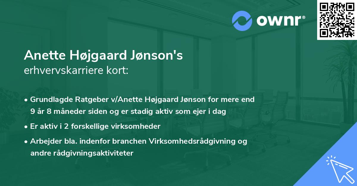 Anette Højgaard Jønson's erhvervskarriere kort