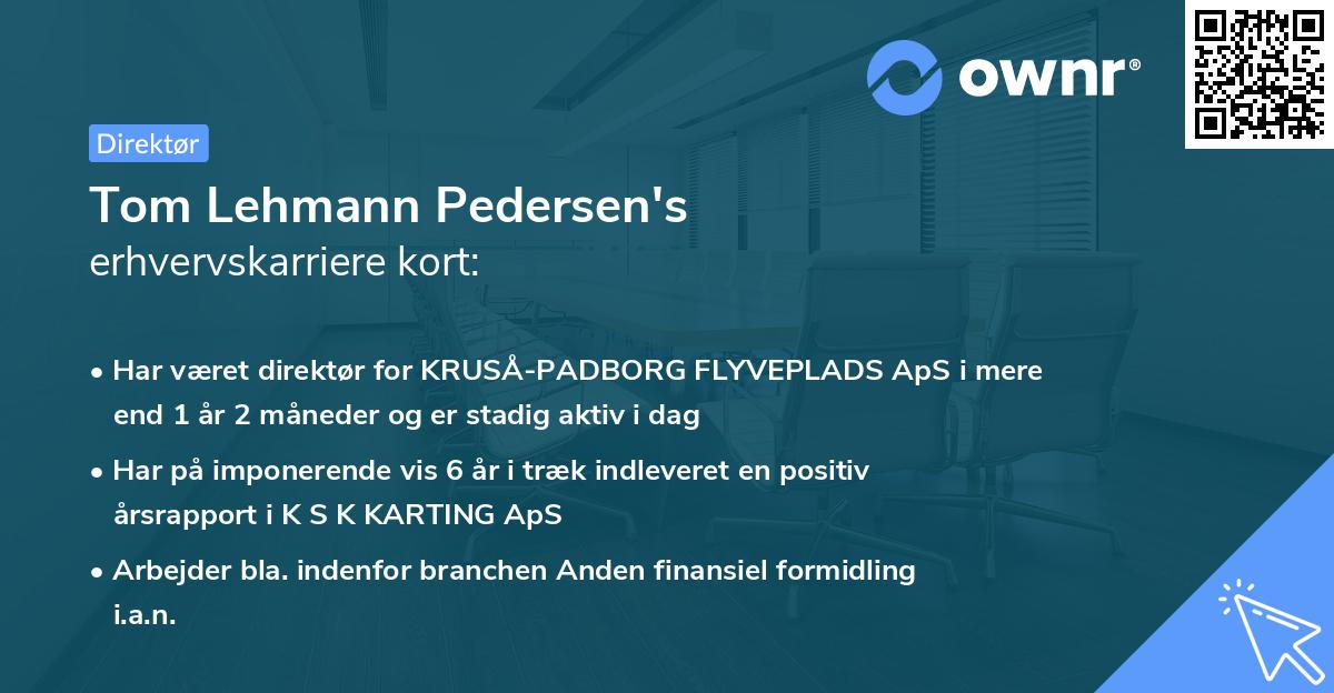 Tom Lehmann Pedersen's erhvervskarriere kort
