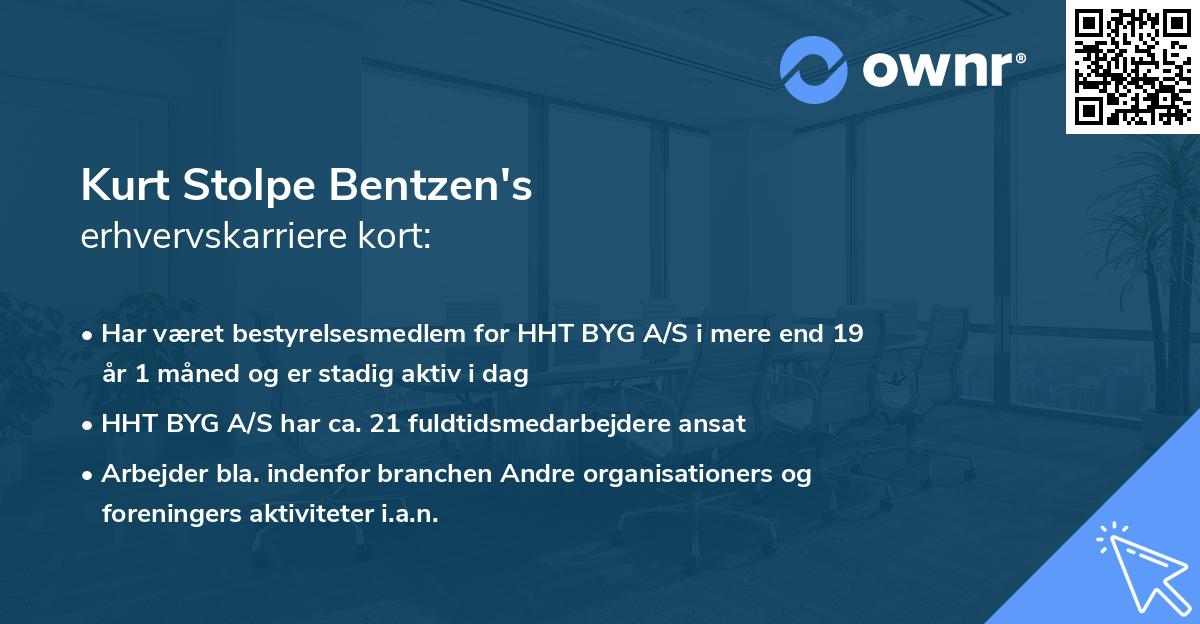 Kurt Stolpe Bentzen's erhvervskarriere kort