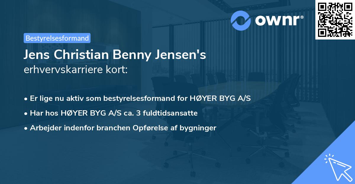 Jens Christian Benny Jensen's erhvervskarriere kort