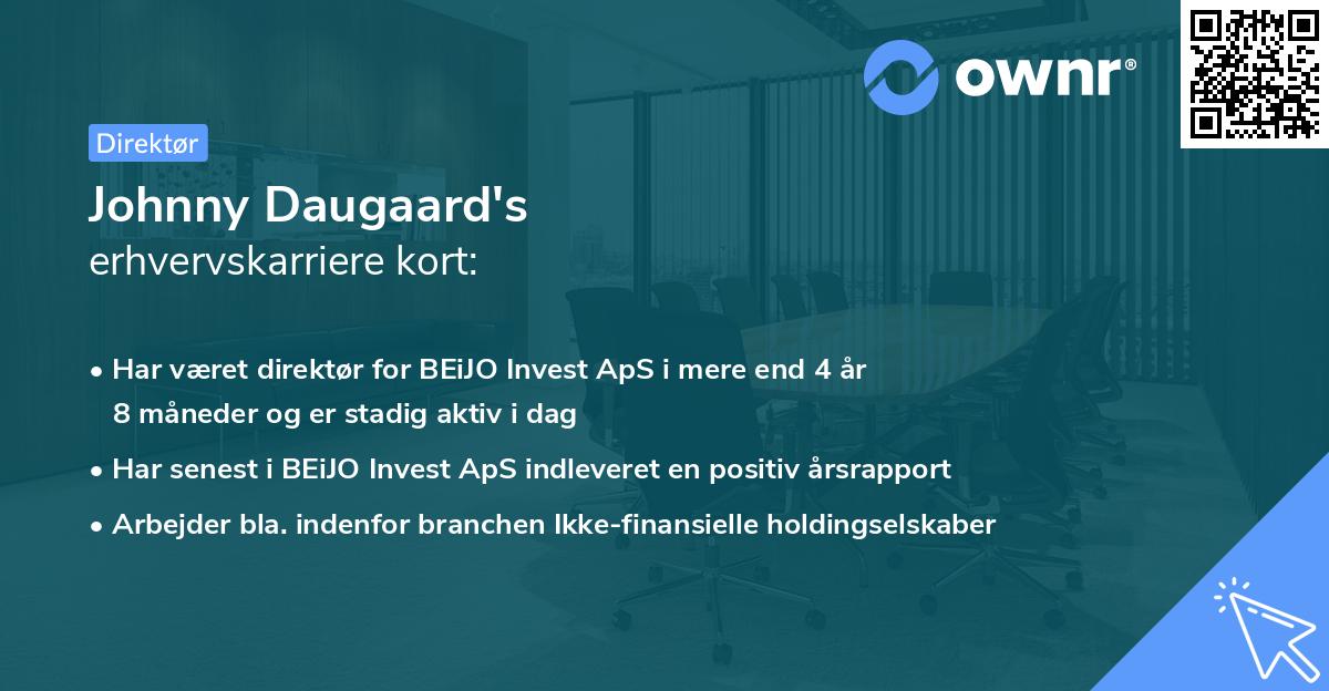 Johnny Daugaard's erhvervskarriere kort