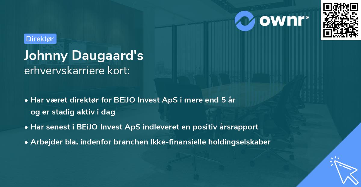 Johnny Daugaard's erhvervskarriere kort