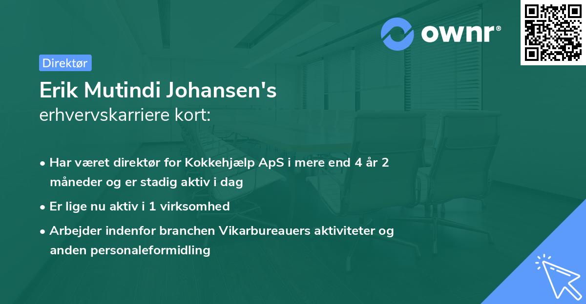 Erik Mutindi Johansen's erhvervskarriere kort